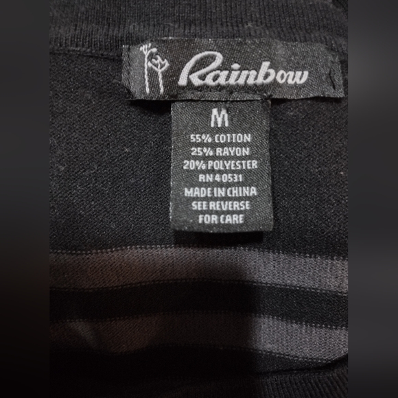 Rainbow Casual Black & Gray Stripped Tunic Sz M - Picture 2 of 4